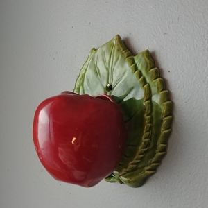 Vintage apple wall pocket planter ceramic